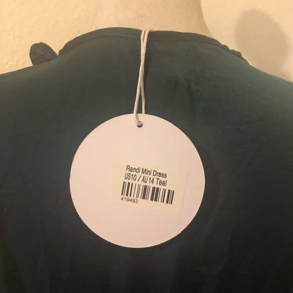 PRINCESS POLLY Randi Dress Women's Size 10 Teal Mini Ruffles Long Sleeves NWT - Picture 9 of 14